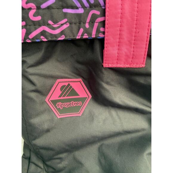 Tipsy Elves Snow Suit Mens XL Black Pink Blue Night Run One Piece Ski Retro NWT - Picture 9 of 15